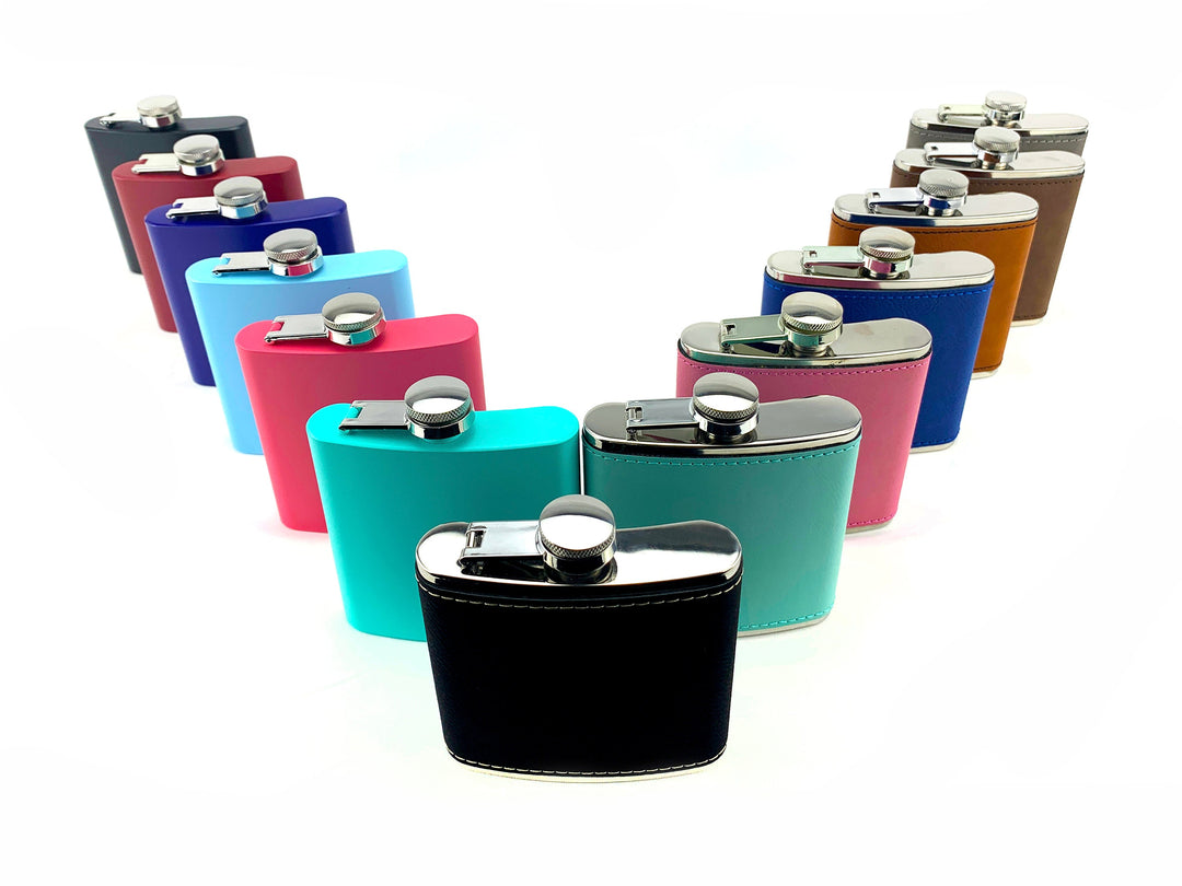 Custom Engraved Golf Flask, Personalized Golfers' Gift for Men - Cruelty-Free Leatherette or Anodized Aluminum "Who's Your Caddy"