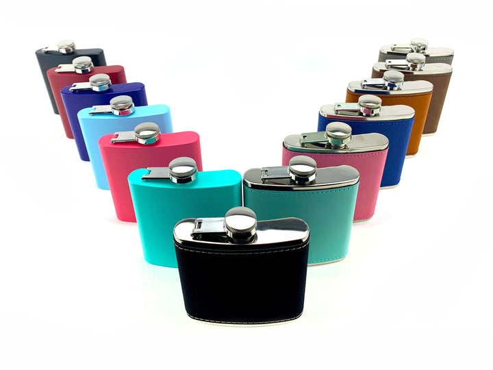 Custom Engraved Golf Flask, Personalized Golfers' Gift for Men - Cruelty-Free Leatherette or Anodized Aluminum "Who's Your Caddy"