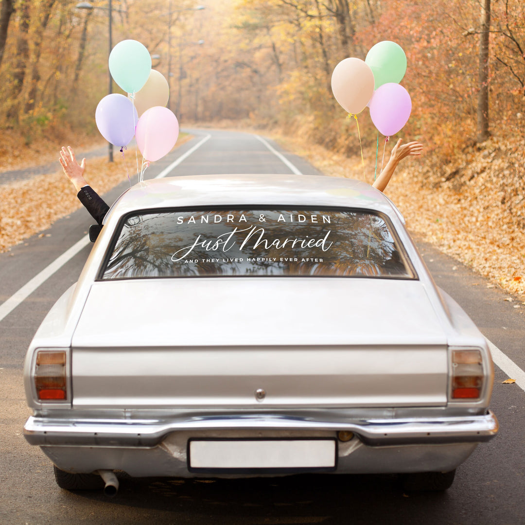 CUSTOM JUST MARRIED DECAL - RUSTIC BANQUET