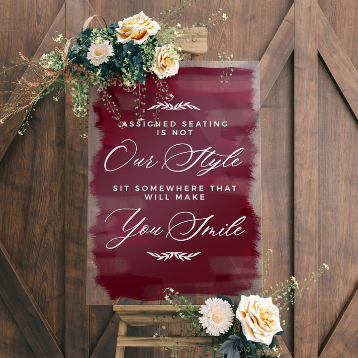 ASSIGNED SEATING IS NOT OUR STYLE CEREMONY DECAL - ROYAL FESTIVITY