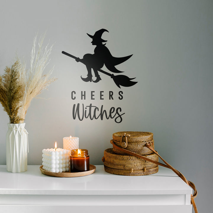 Halloween Vinyl DECAL Decor - Removable Party Wall Decor, Witch Themed Halloween, Cheers Witches Vinyl DECAL