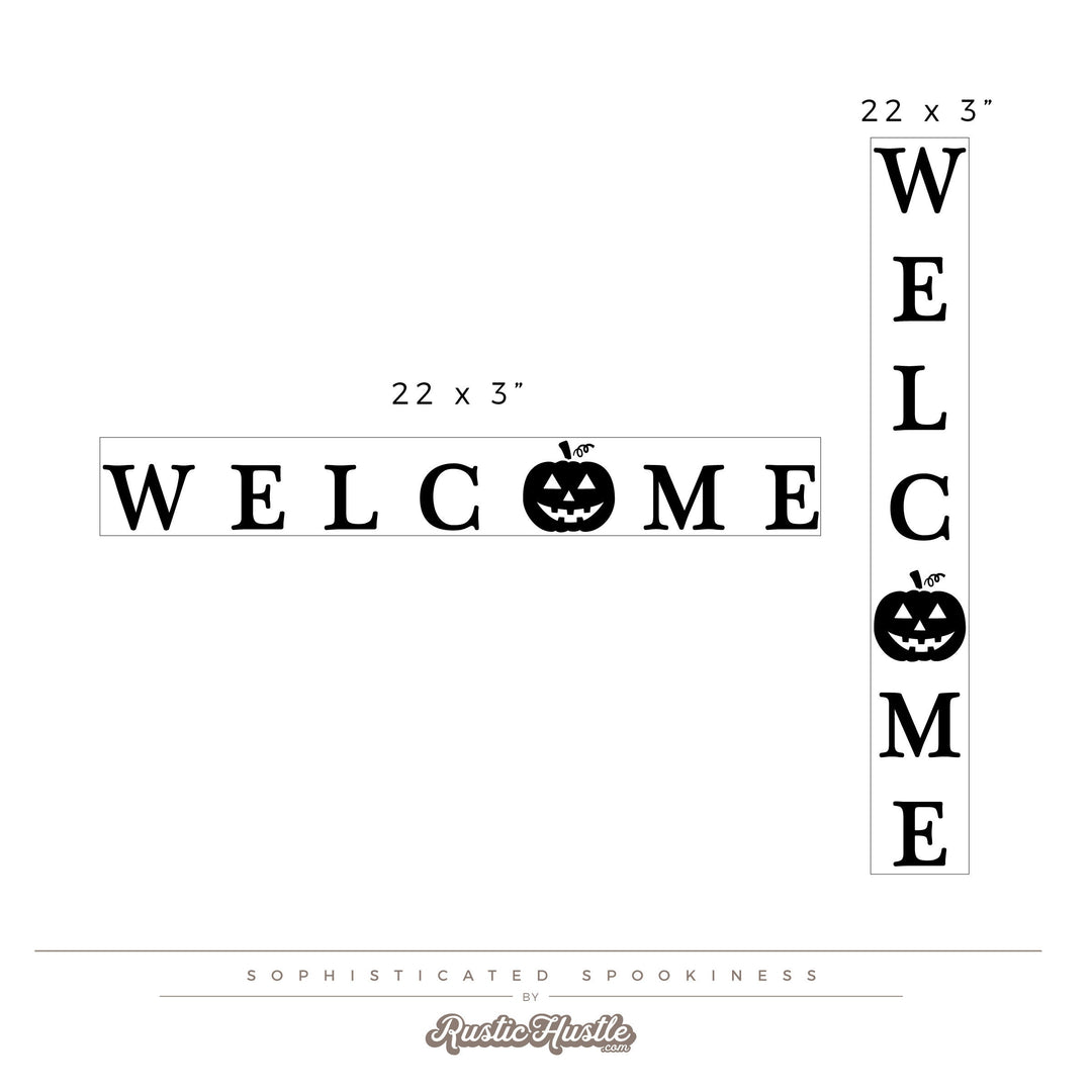 Welcome Pumpkin Halloween Vinyl DECAL Decor - Removable Party Wall Decor, Jack O Lantern Themed Halloween