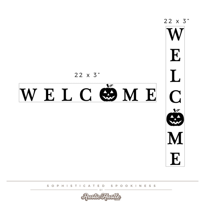 Welcome Pumpkin Halloween Vinyl DECAL Decor - Removable Party Wall Decor, Jack O Lantern Themed Halloween