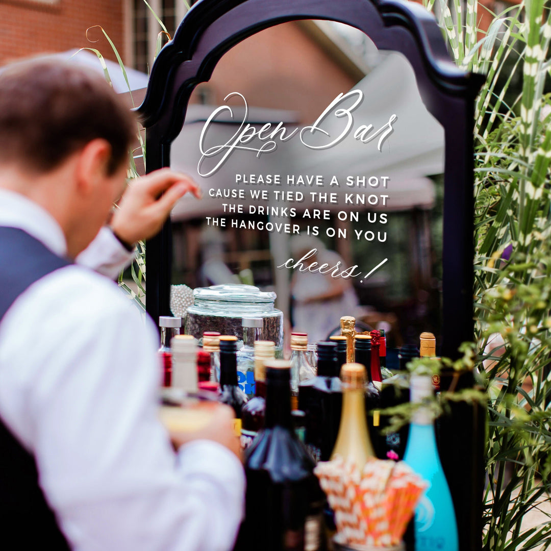 OPEN BAR WEDDING DECAL ROYAL FESTIVITY – Rustic Hustle