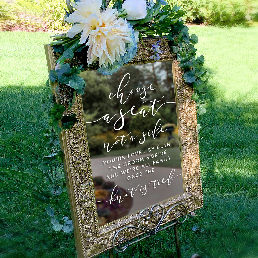 Choose a Seat, NOT A SIDE Ceremony DECAL - ROMANTIC SOIRÉE