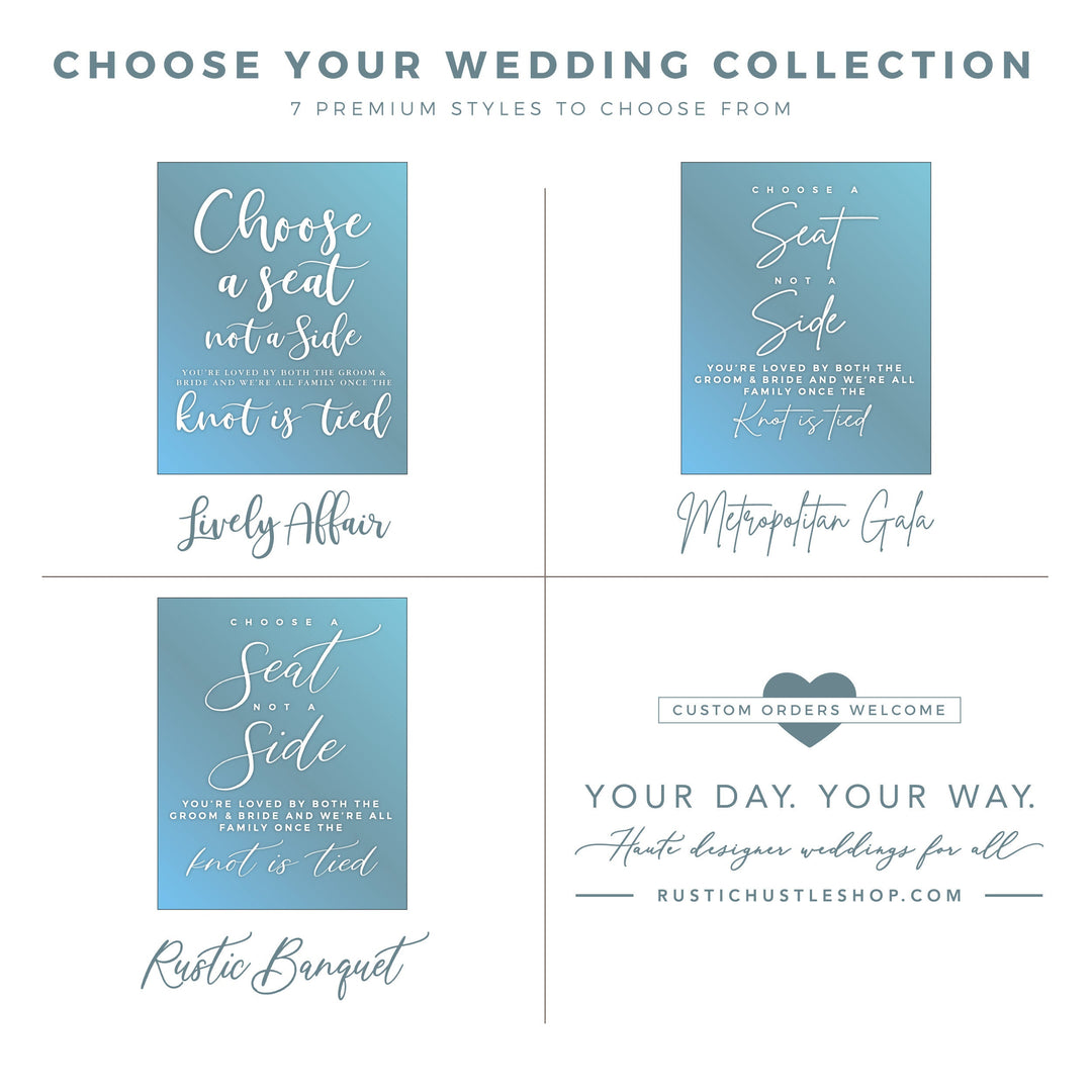 Choose a Seat, NOT A SIDE Ceremony DECAL - ROMANTIC SOIRÉE