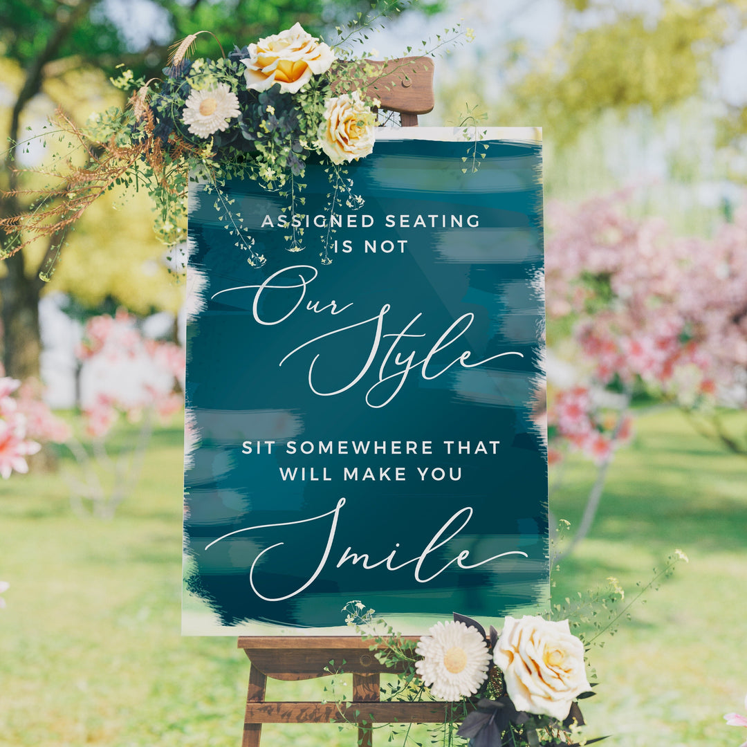 ASSIGNED SEATING IS NOT OUR STYLE CEREMONY DECAL - GARDEN FORMAL