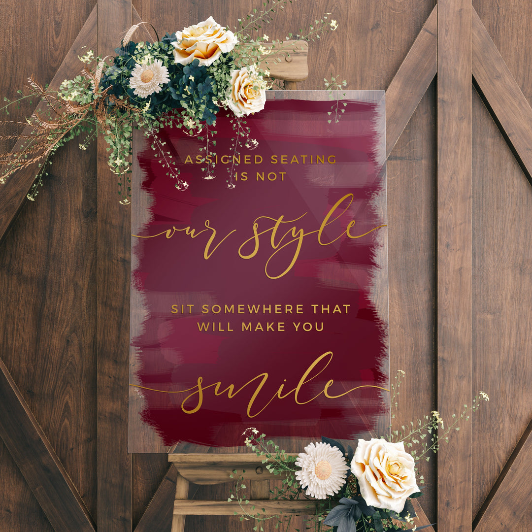 ASSIGNED SEATING IS NOT OUR STYLE Ceremony Decal - ROMANTIC SOIRÉE