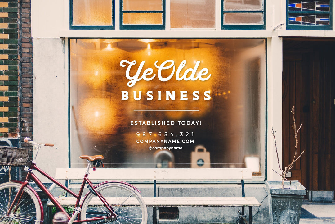 Custom STORE WINDOW Decal - YE OLD BUSINESS