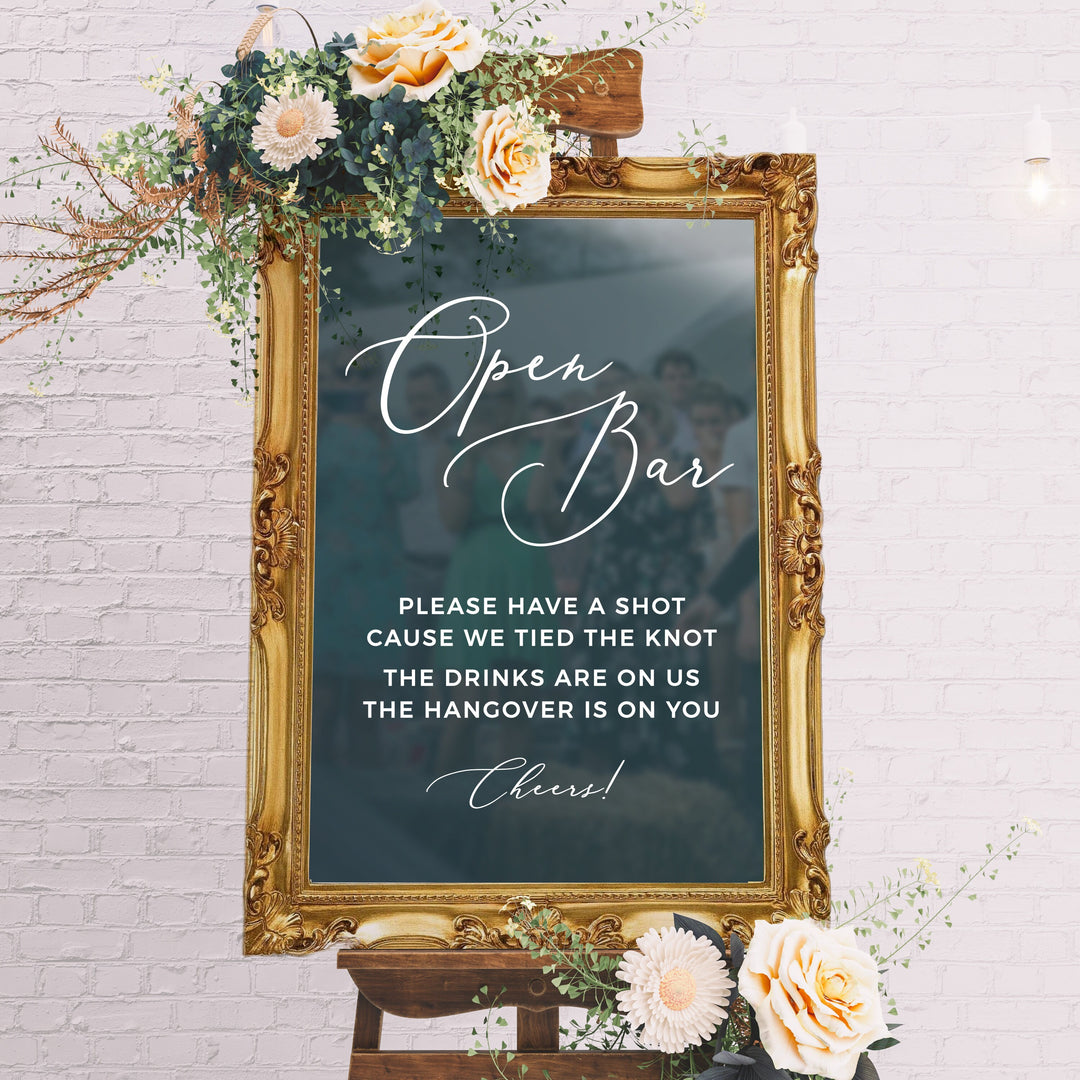 Open Bar Wedding DECAL - GARDEN FORMAL