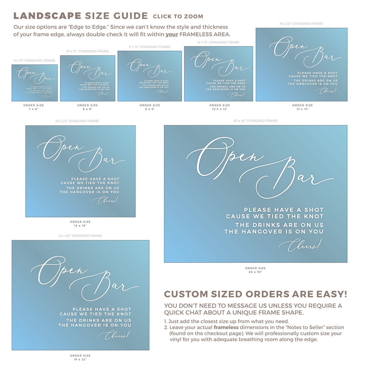 Open Bar Wedding DECAL - GARDEN FORMAL