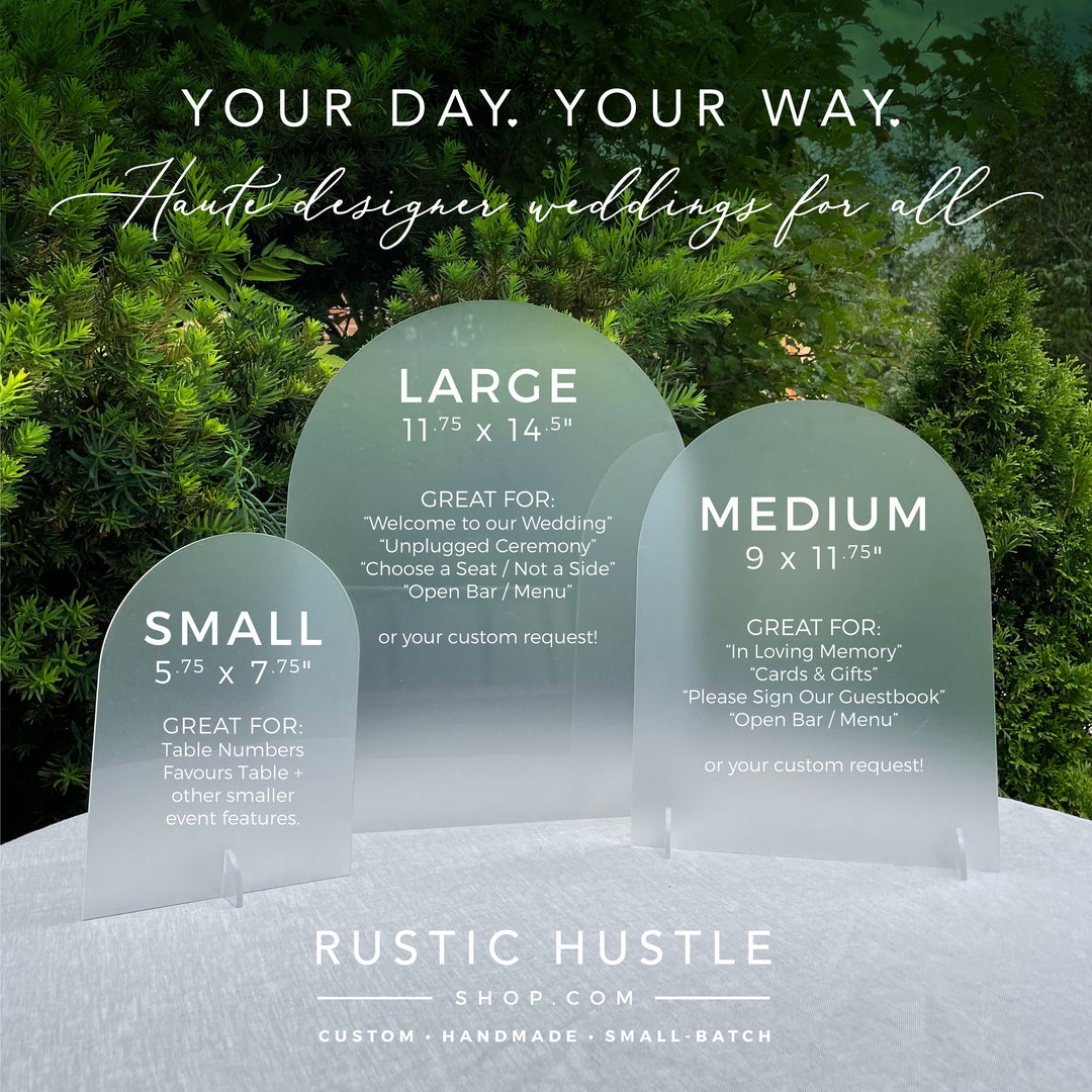 Frosted Arched Table Number Signs - GARDEN FORMAL