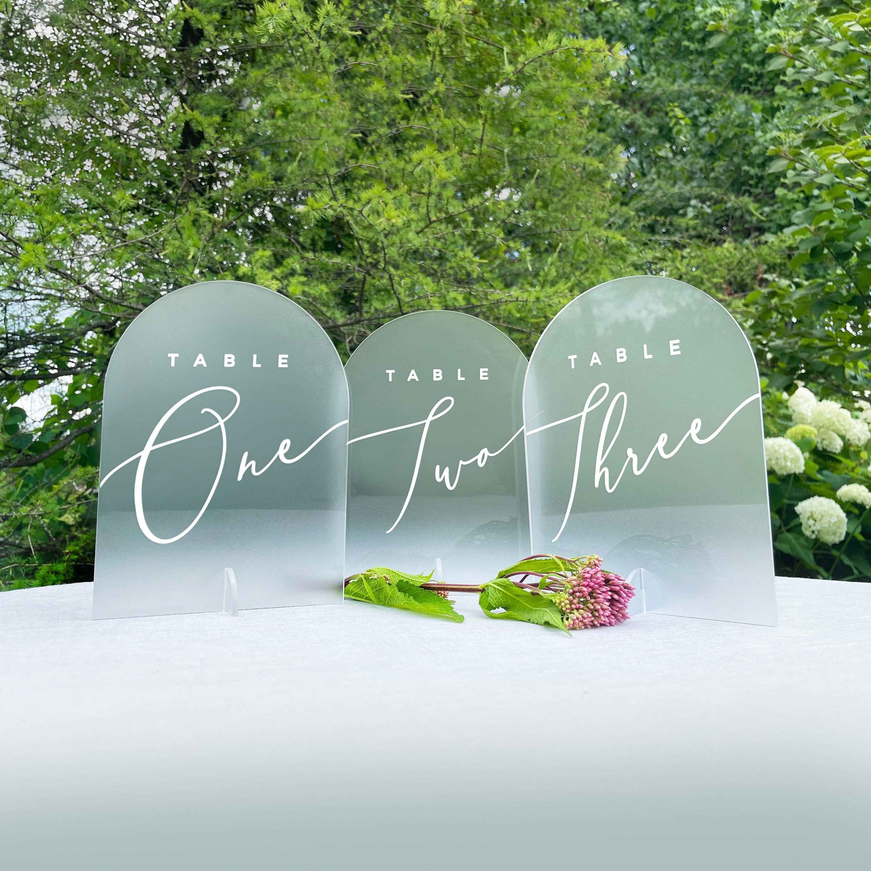 Frosted Arched Table Number Signs - GARDEN FORMAL – Rustic Hustle