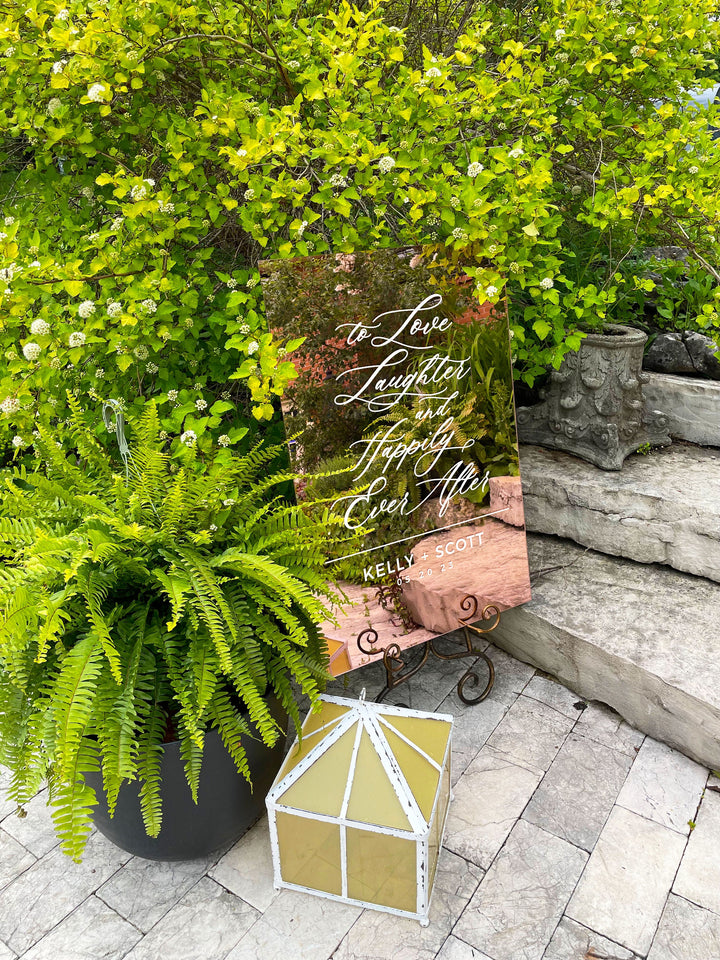 Love, Laughter + Happily Ever After Mirror Entry Sign - ROYAL FESTIVITY