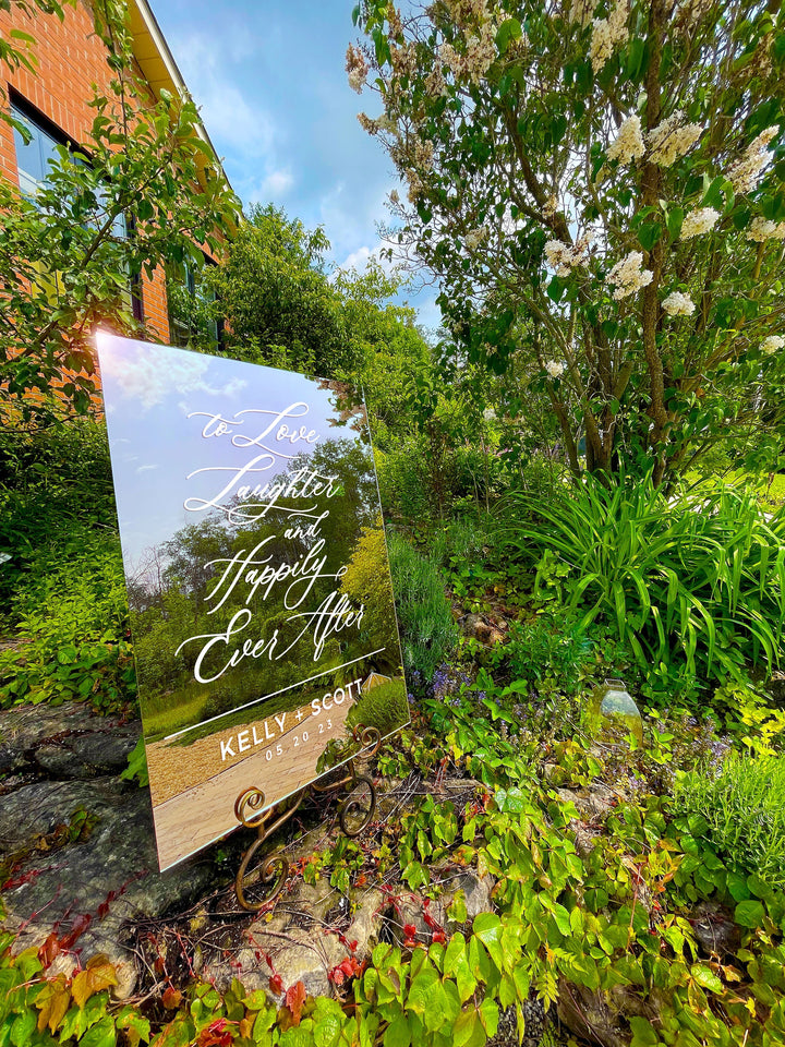 Love, Laughter + Happily Ever After Mirror Entry Sign - ROYAL FESTIVITY
